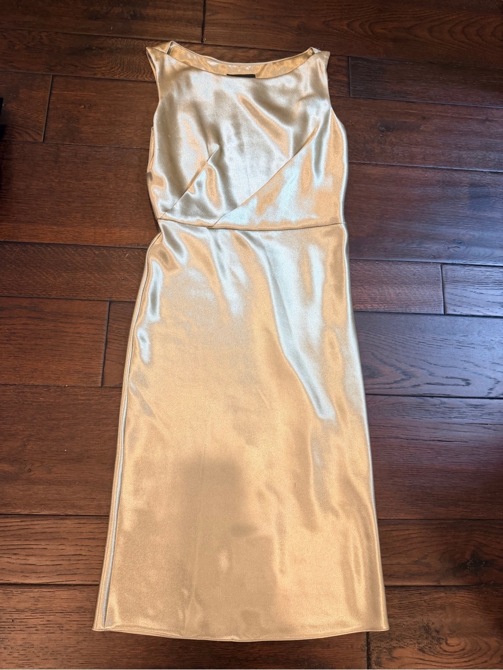 Nili Lotan Shimmery Champagne Satin Midi Dress